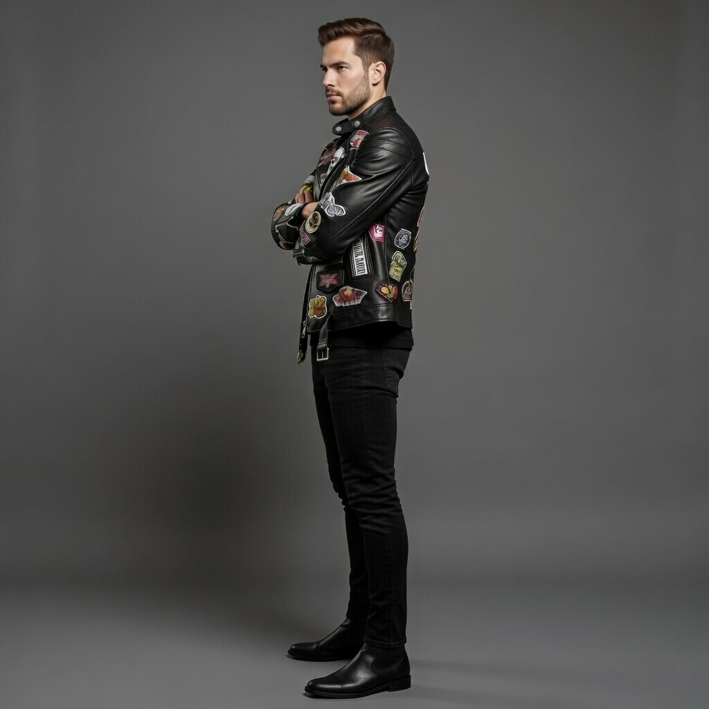 Classic Black Leather Motorcycle Jacket - Image 4