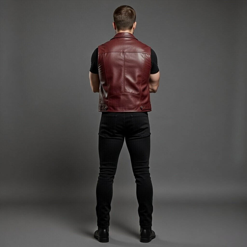 Red Blood Leather Biker Vest - Image 2