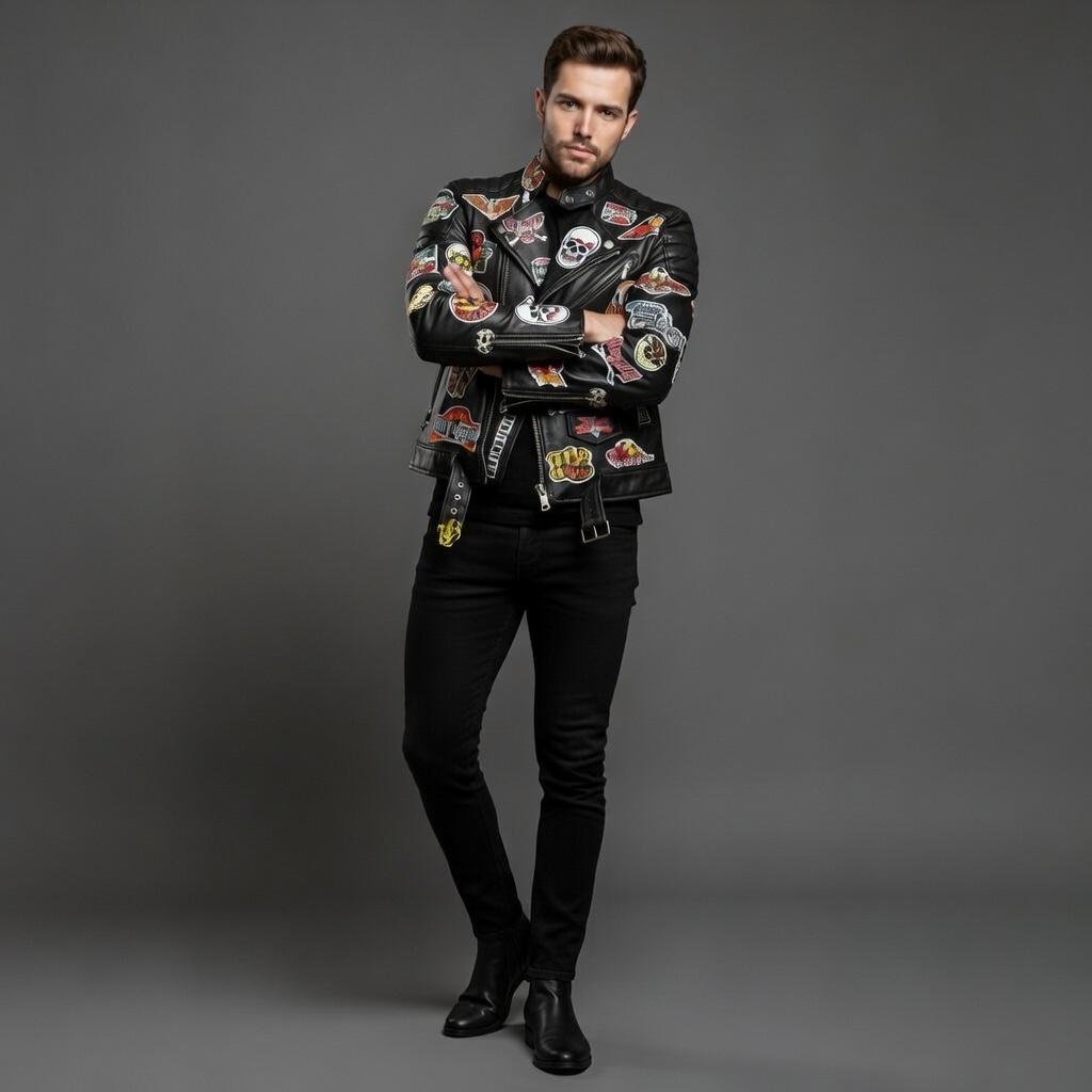 Classic Black Leather Motorcycle Jacket - Image 2