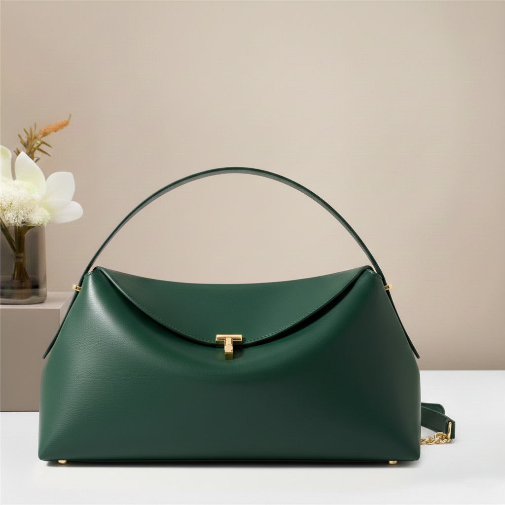Premium Leather Green Handle Bag