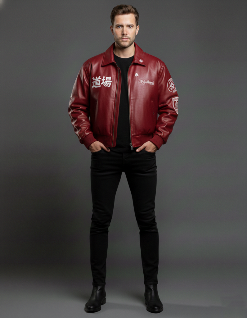 men’s burgundy leather jacket