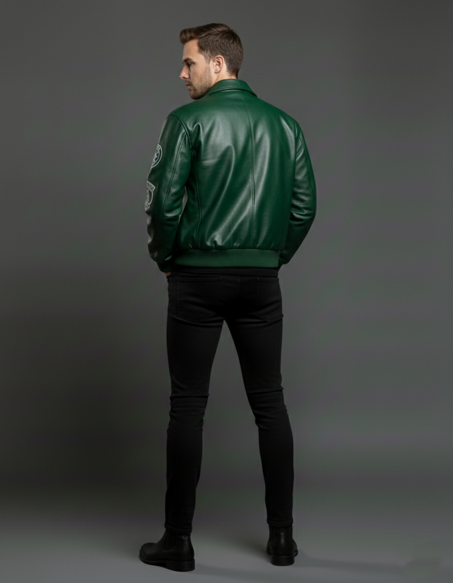 Hunter Green Bomber Jacket - Image 4