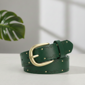 Vintage Bloom Gold Buckle Green Belt