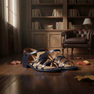 Crisscrossing Blue Leather Straps