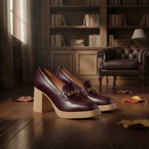Chunky Block Burgundy Heel