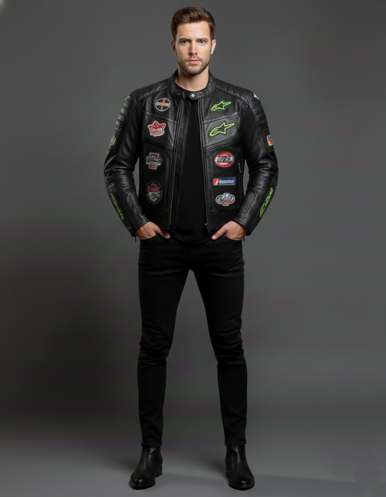 Black Biker Leather Jacket Men
