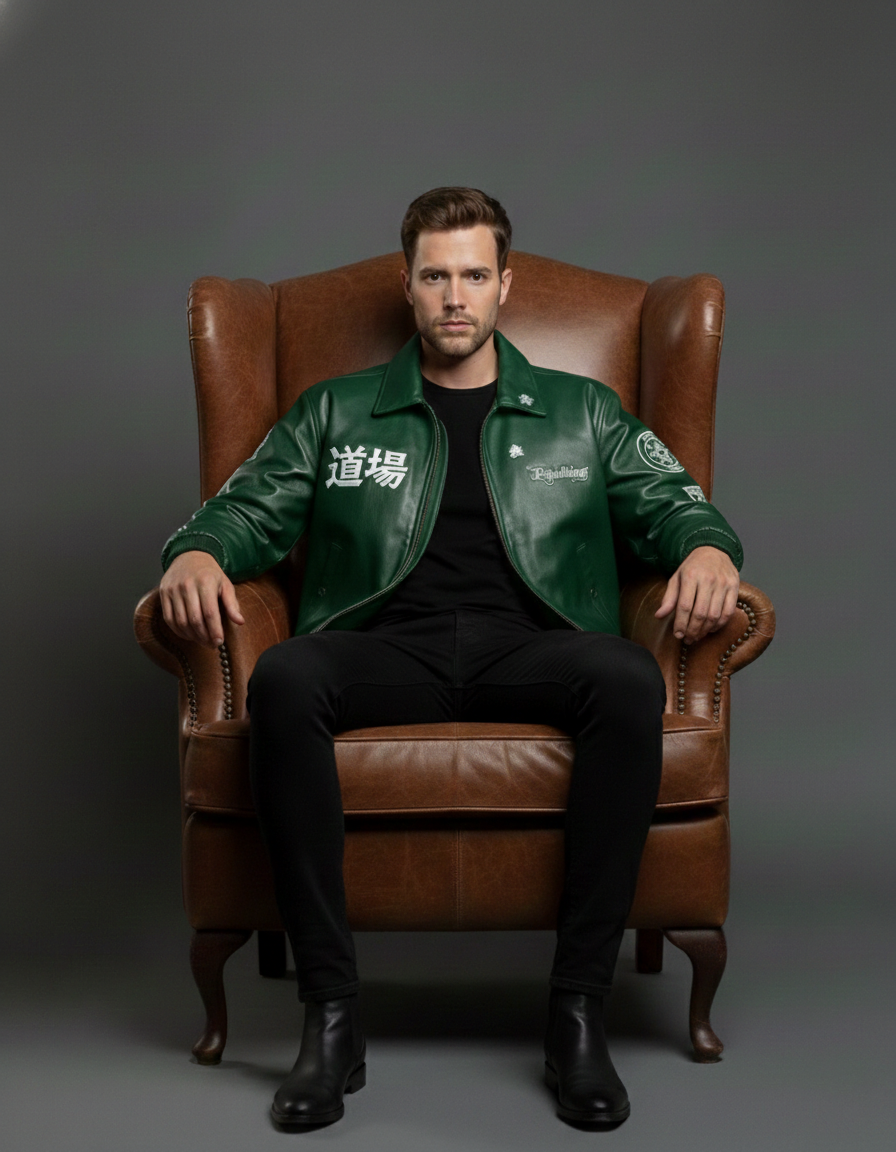 Hunter Green Bomber Jacket - Image 3