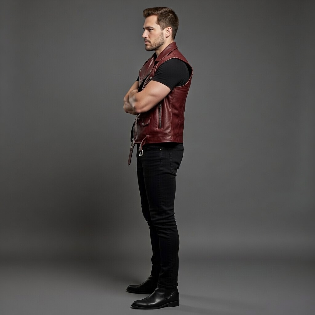 Red Blood Leather Biker Vest - Image 3