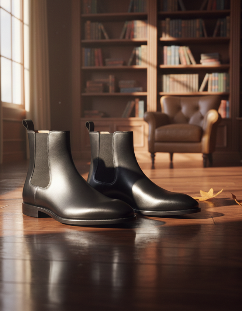 premium black Chelsea boots