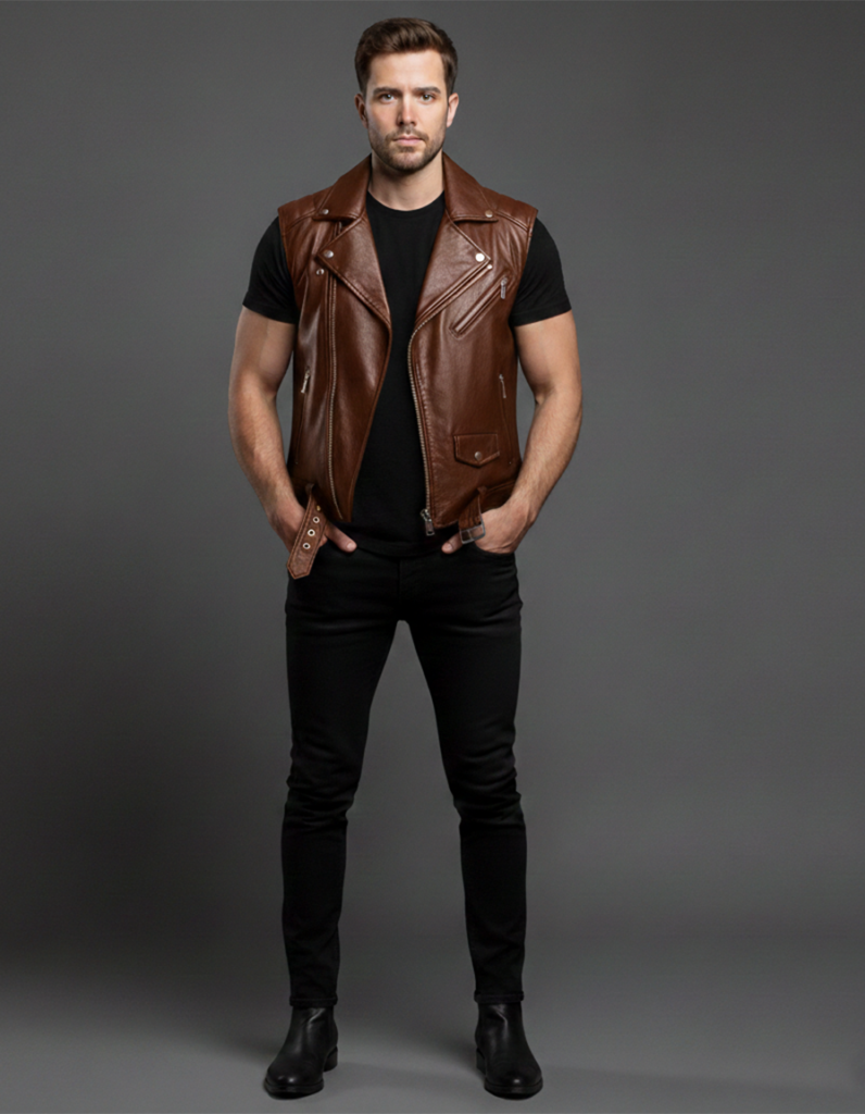 Men's Leather Biker Vest