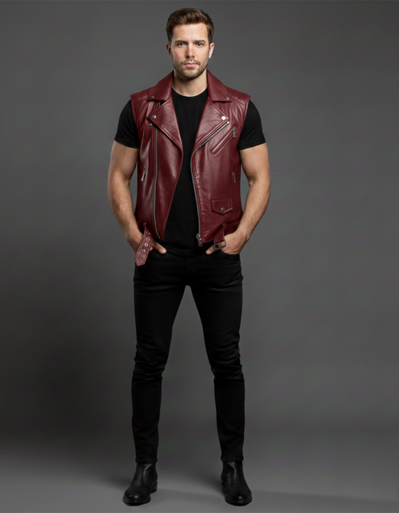 Men's Leather Biker Vest
