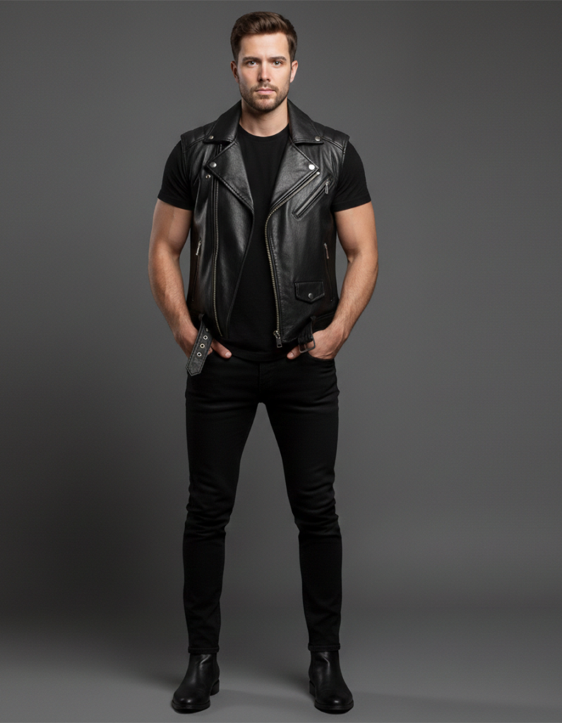 Men's Leather Biker Vest