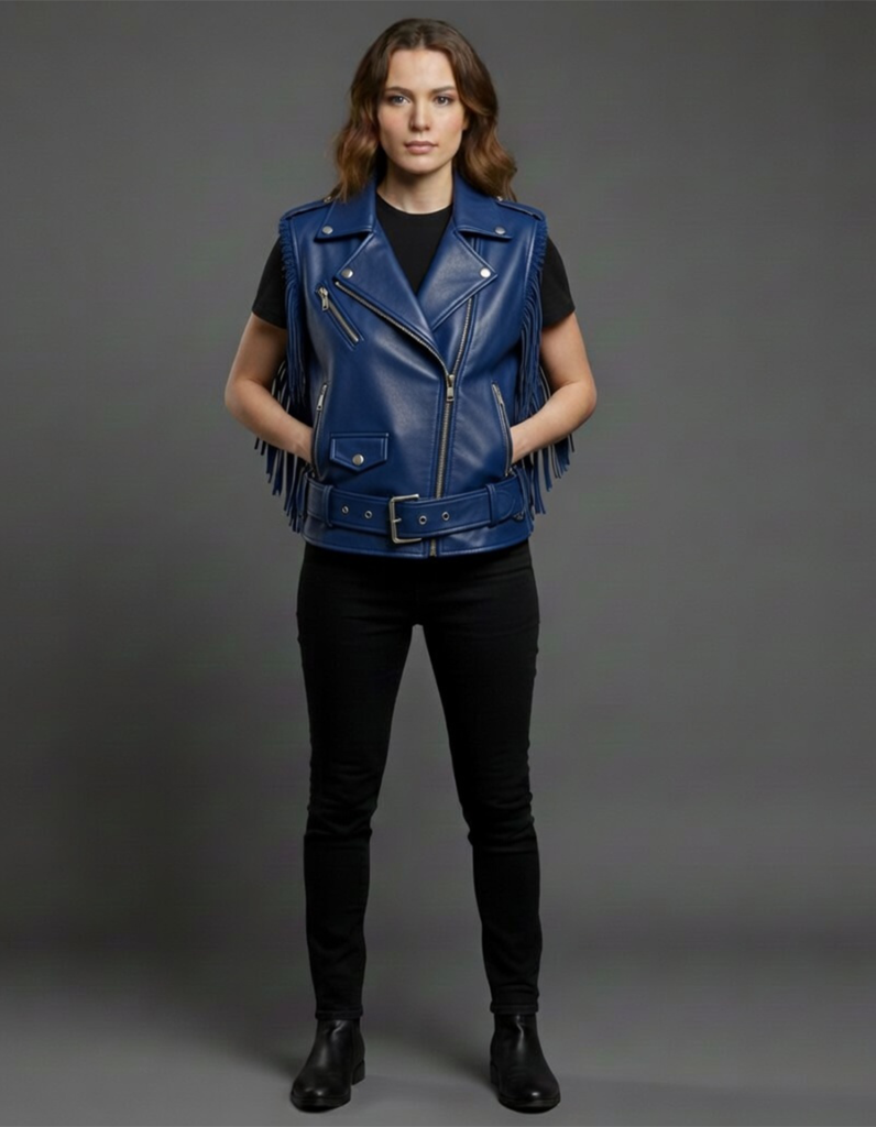 premium leather vest for women