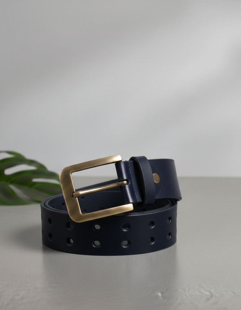 Premium Navy Leather Belt