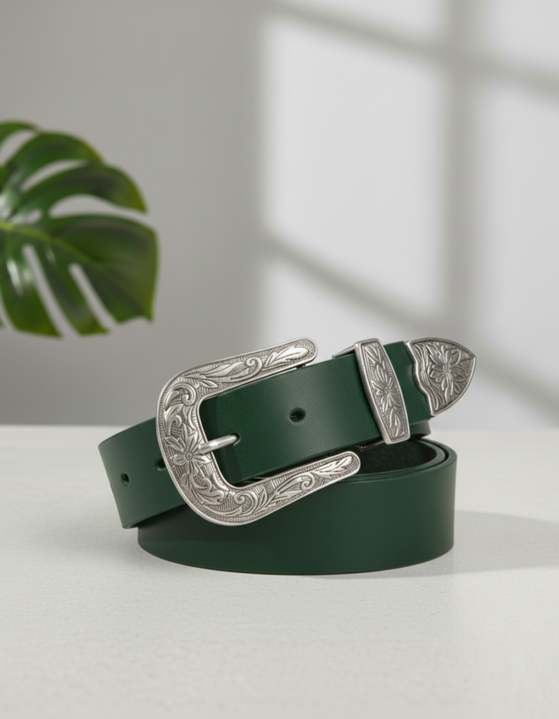 Women's Green Leather Belt