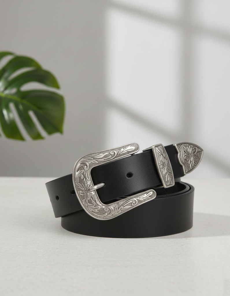 Women's Black Leather Belt