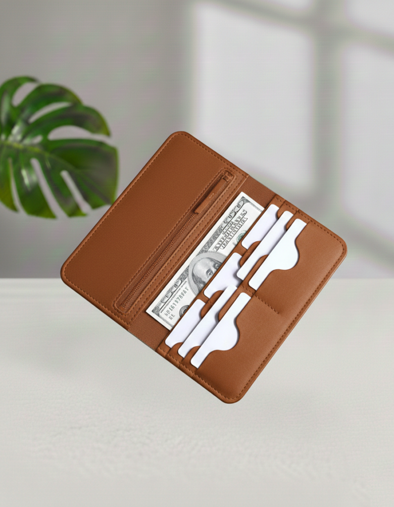 brown leather bifold wallet